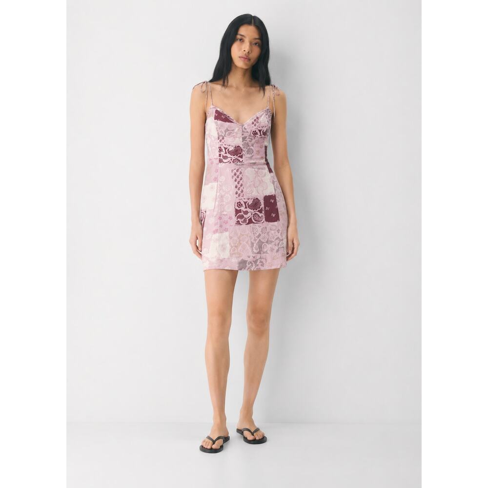 Wilfred Aritzia Cottagecore Soft Pink and Purple Patchwork Fable Dress sz 10